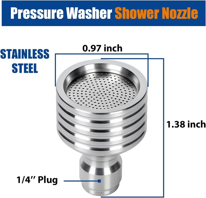 Solivede Pressure Washer Nozzle Tips Soft Wash Gun Shower Nozzle with 1/4'' Quick Connect Adapter for Pressure Washer Gun Car Washing, Tire Detailing, Garden Watering 1 Pcs - Image 2